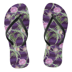 Thistle flowers flip flops