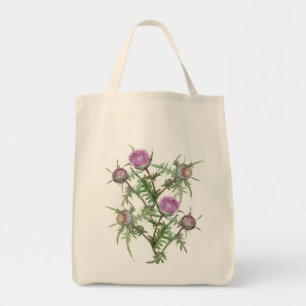 Thistle flowers tote bag