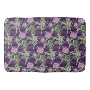 Thistle flowers violet bath mat