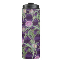 Thistle flowers watercolor pattern