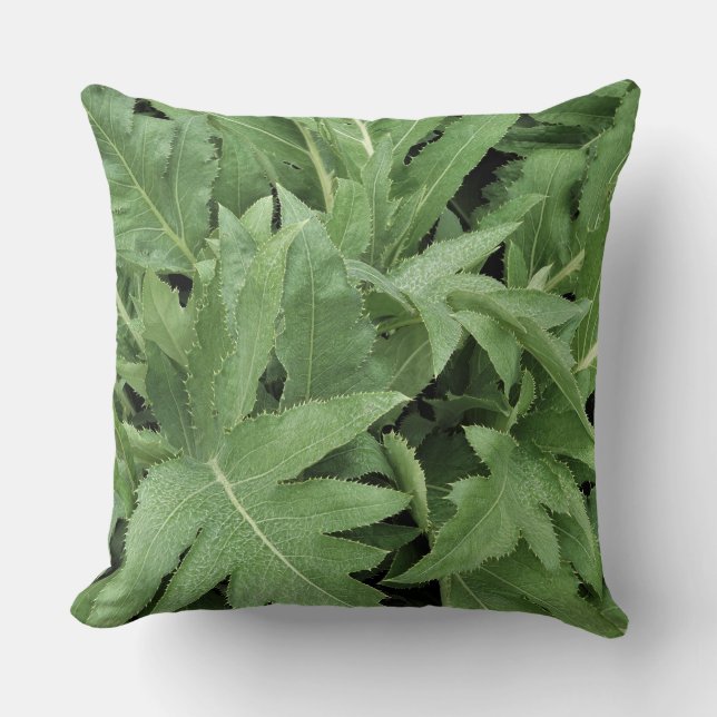 Thistle Foliage Throw Pillow (Front)