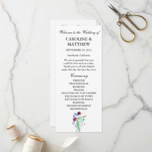 Thistle Purple Floral Elegant Modern Wedding  Program