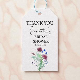 Thistle Purple Flowers Scottish Boho Bridal Shower Gift Tags
