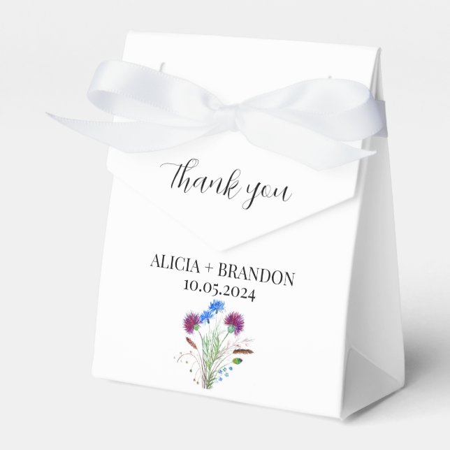 Thistle Purple Scottish Floral Modern Wedding Favor Box (Front Side)