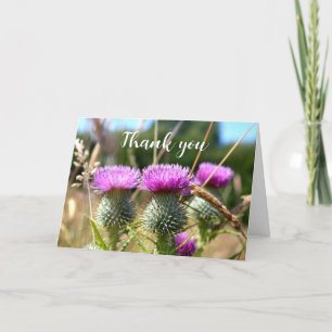 Thistle Purple Scottish Floral Wedding Thank you Card