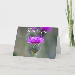 Thistle Purple Scottish Floral Wedding Thank you Card