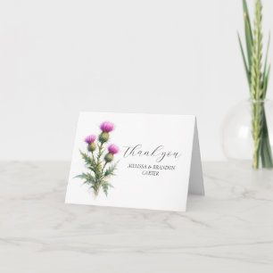 Thistle Purple Scottish Floral Wedding Thank you  Card