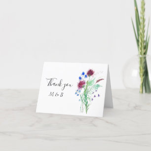 Thistle Purple Scottish Floral Wedding Thank you  Card