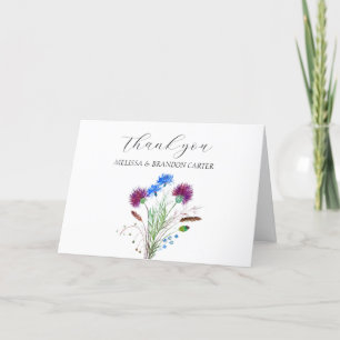Thistle Purple Scottish Floral Wedding Thank you Card