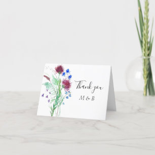 Thistle Purple Scottish Floral Wedding Thank you  Card