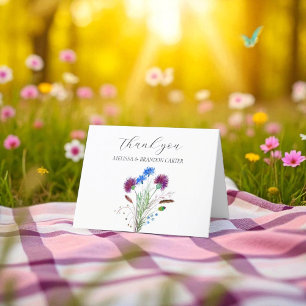 Thistle Purple Scottish Floral Wedding Thank you  Card