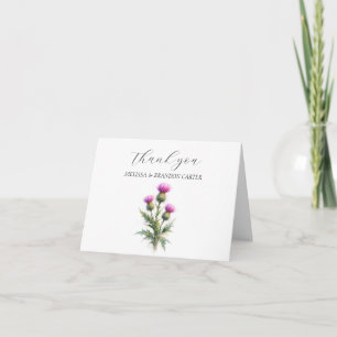 Thistle Purple Scottish Floral Wedding Thank you Card