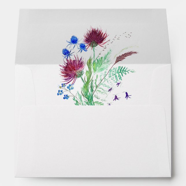 Thistle Purple Scottish Flowers Return Address Envelope (Back (Bottom))