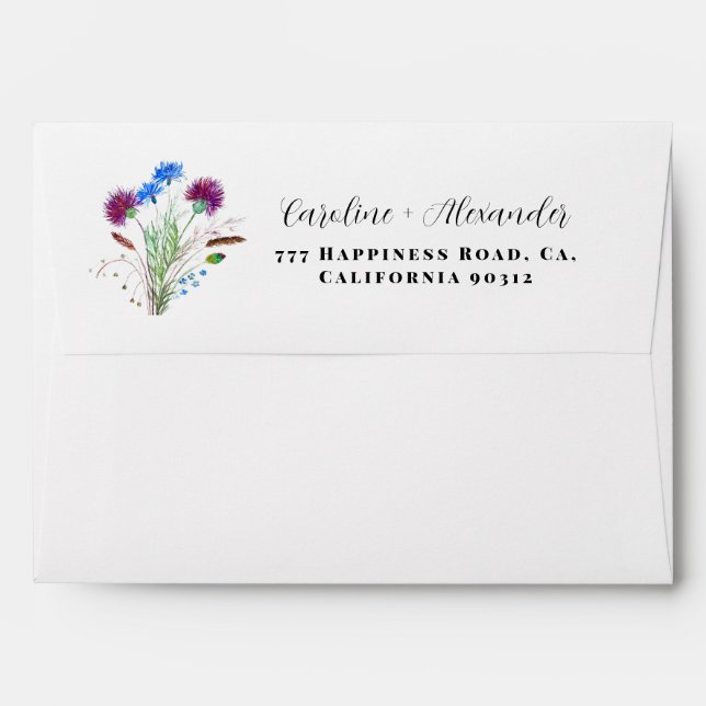 Thistle Purple Scottish Flowers Return Address Envelope (Back (Top Flap))