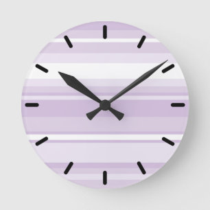 Thistle purple stripes round clock