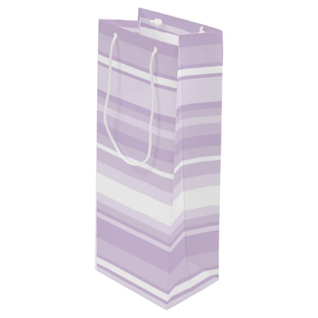 Thistle purple stripes wine gift bag (Front Angled)