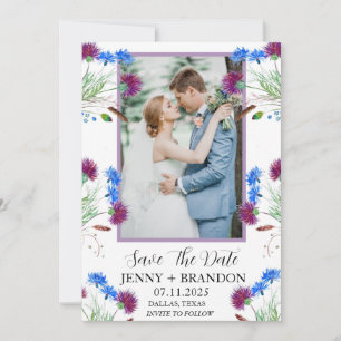 Thistle Scottish Elegant Modern Floral Photo Save The Date