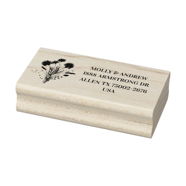 Thistle Scottish Floral Wedding Return Address Rubber Stamp (Stamp)