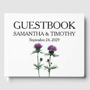 Thistle Scottish Watercolor Floral Wedding Guest Book