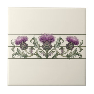 Thistle Scroll Custom Background Frieze Tile