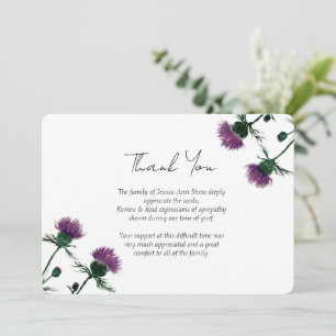 Thistle Sympathy Floral Funeral Thank you  Invitation