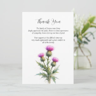 Thistle Sympathy Floral Funeral Thank you Invitation
