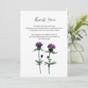 Thistle Sympathy Floral Funeral Thank you  Invitation