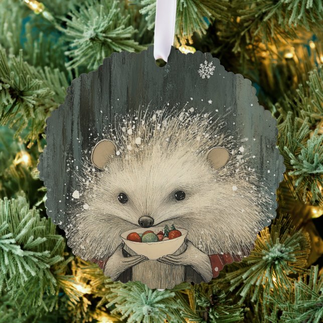 Thistle the Hedgehog | Woodland Whimsy  Ornament Card (Insitu (Tree))