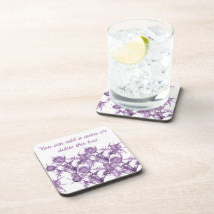 THISTLE violet flower pattern Coaster