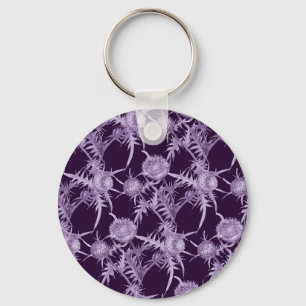 THISTLE violet flower pattern Keychain