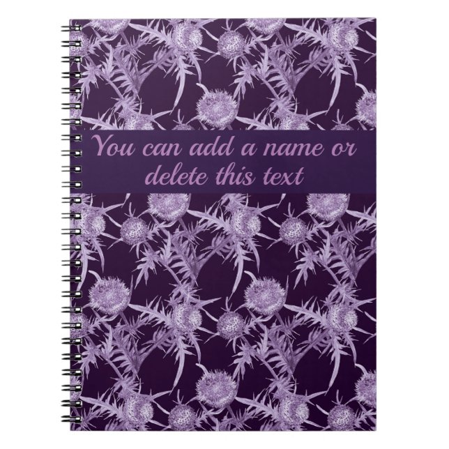 THISTLE violet flower pattern Notebook (Front)