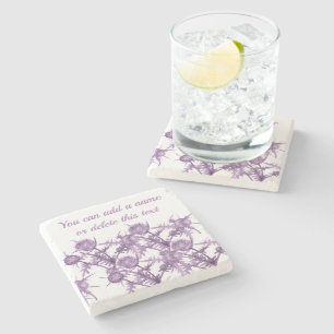 THISTLE violet flower pattern Stone Coaster
