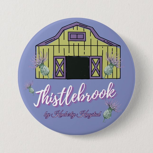 thistlebrook stables riboon  3 inch round button (Front)