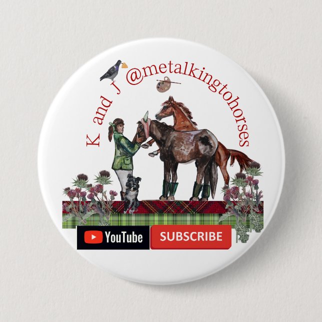 thistlebrook stables riboon  3 inch round button (Front)