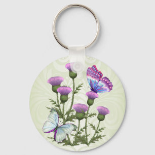 Thistles and Butterflies Keychain