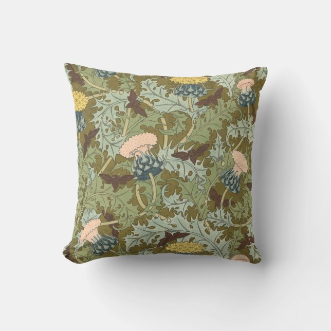 Thistles and Cicadas Throw Pillow (Front)