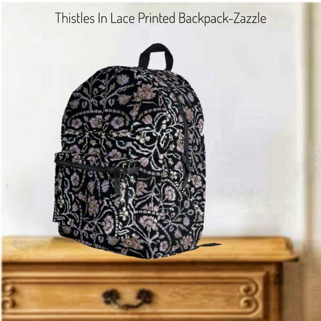 Thistles In Lace Printed Backpack (Creator Uploaded)