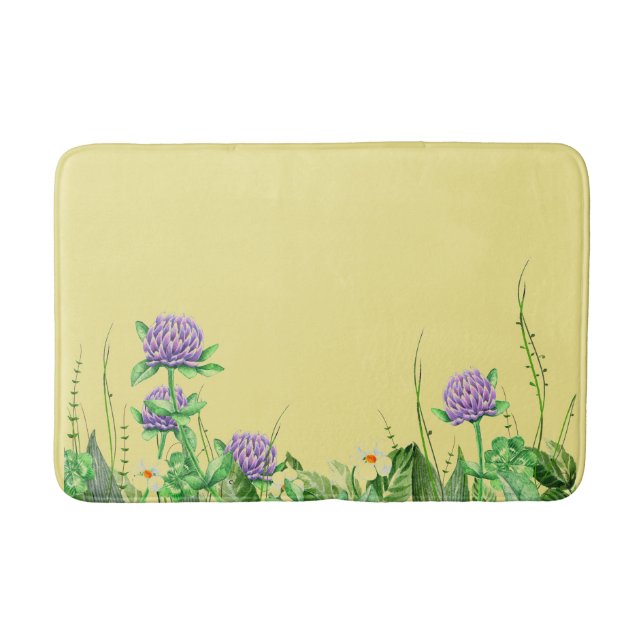 Thistles on Yellow Bath Mat (Front)
