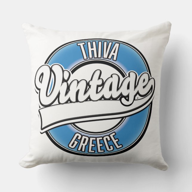 Thiva Greece vintage logo Throw Pillow (Front)