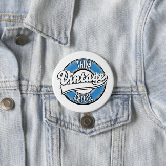Thiva Greece vintage logo Tissue Paper 3 Inch Round Button