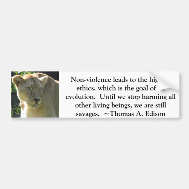 Thomas A. Edison Animal Rights quote Bumper Sticker (Front)