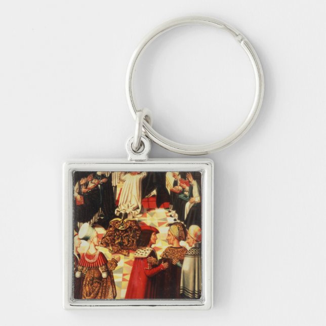 Thomas Aquinas being received into the Dominican O Keychain (Front)