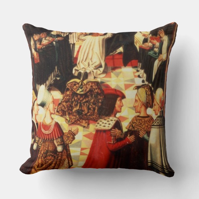 Thomas Aquinas being received into the Dominican O Throw Pillow (Front)