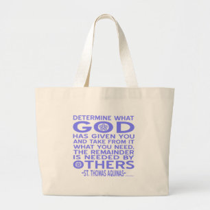 Thomas Aquinas God Given Light Blue Large Tote Bag