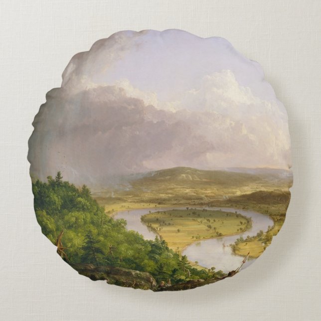 Thomas Cole The Oxbow The Connecticut River  Round Pillow (Front)