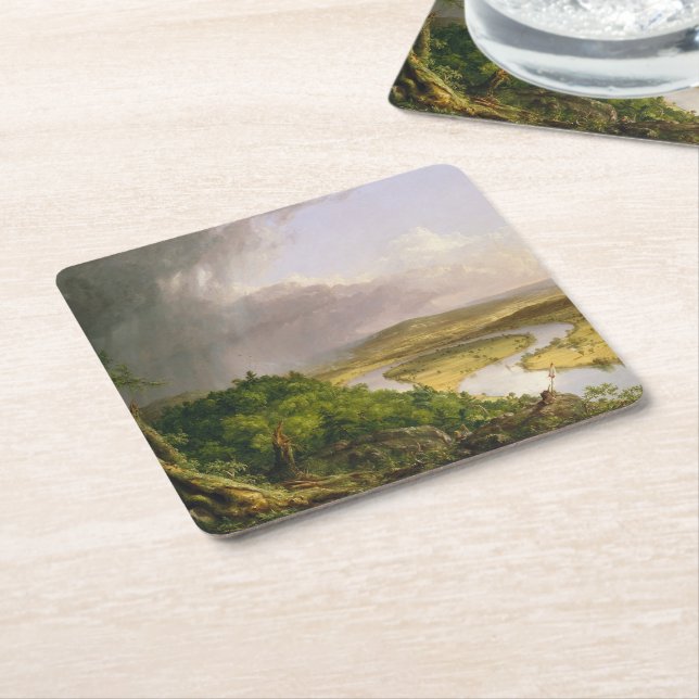 Thomas Cole The Oxbow The Connecticut River  Square Paper Coaster (Angled)
