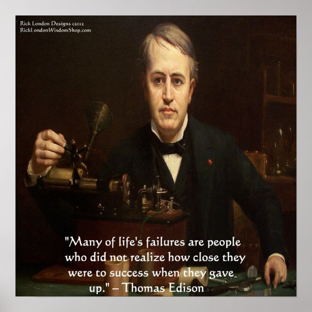 Thomas Edison "B4 Success" Wisdom Quote Poster (Front)