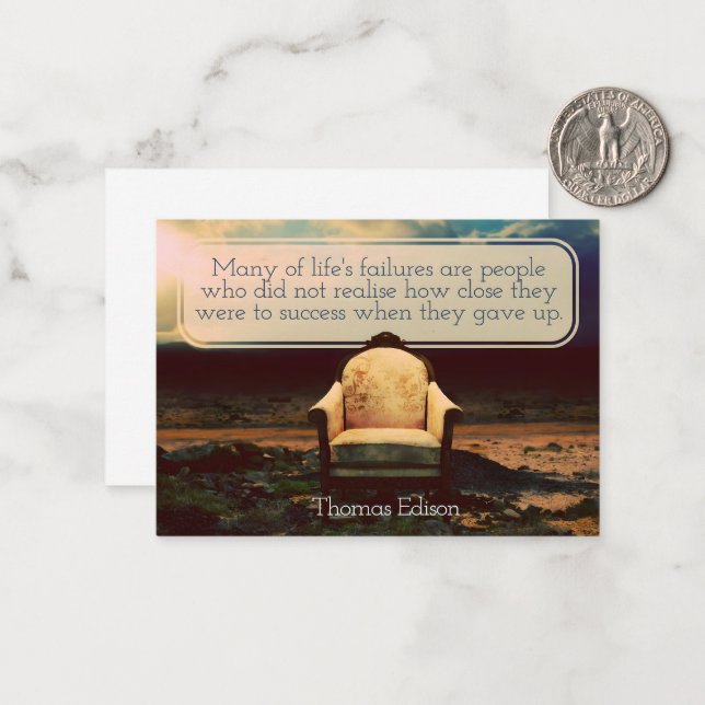 Thomas Edison Inspirational Quote "Failures" Card (Front/Back In Situ)