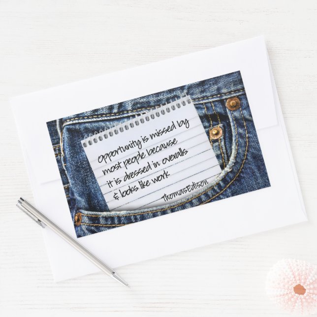 Thomas Edison Inspirational Quote "Opportunity" Sticker (Envelope)