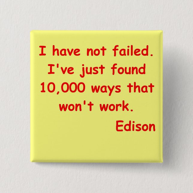 Thomas Edison quote 2 Inch Square Button (Front)